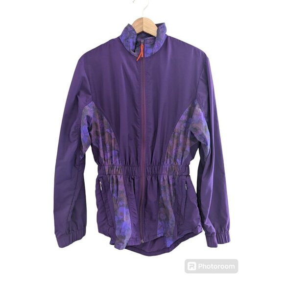 Vintage 90s Retro Purple Windbreaker Cinched Waist Size S - Picture 1 of 10